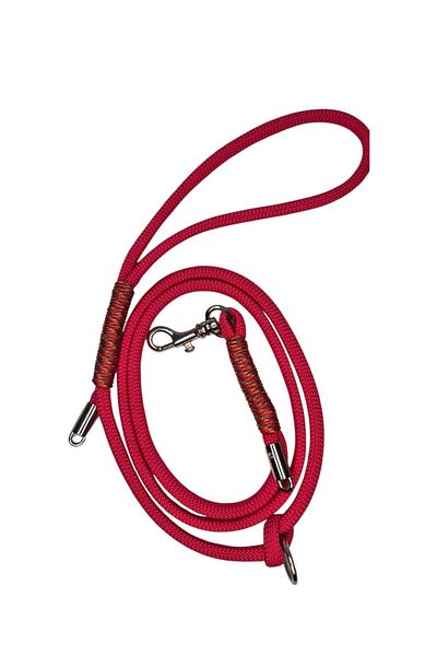 moonparacord Dog Walking Rope 8 mm Red Flat with Carabiner