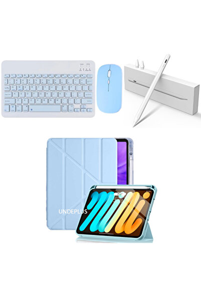 Covpor Apple iPad 10.NESİL 10.9 ve 11. NESİL A16 Uyumlu Origami Kılıf Mavi+ Bluetooth Klavye ve Mouse+Kalem
