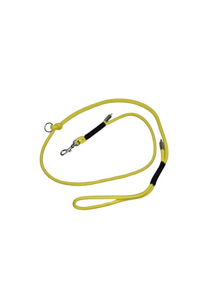 moonparacord Dog Walking Rope 8 mm Yellow Flat with Carabiner