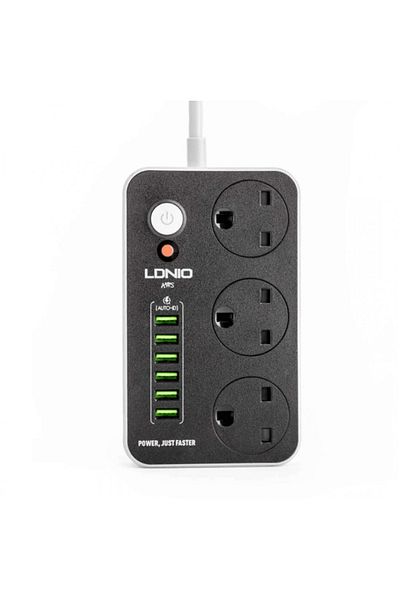 LDNIO SC3604 5M Fire Resistant 3-Outlet Power Strip with 6 USB Ports