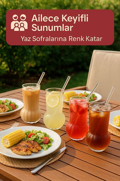 Open Home Concept 4 Premium Glass Cups with Glass Straws Gift – Cold Coffee, Lemonade and Soda Presentations 500 ml