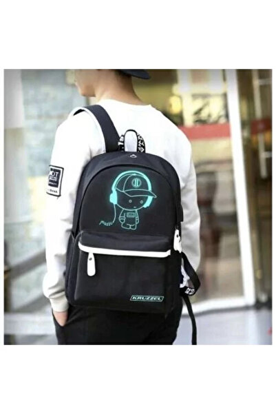 JollyMag Smart Backpack, Fluorescent, Waterproof, USB Cable, Mini Jack, Lock, Black, 33 x 14 x 42 cm, Kruzzel