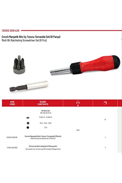 İzeltaş Cırcırlı Bits Tutucu Tornavida Seti