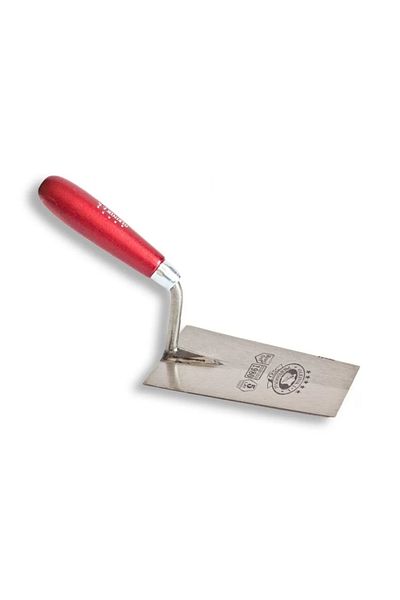 olejnik Mason Trowel, Olejnik, Trapezoid, Narrow, 160 mm, Wooden Handle, Red