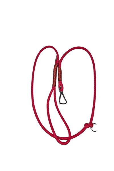 moonparacord Dog Walking Rope 8 mm Red Bermuda with Carabiner