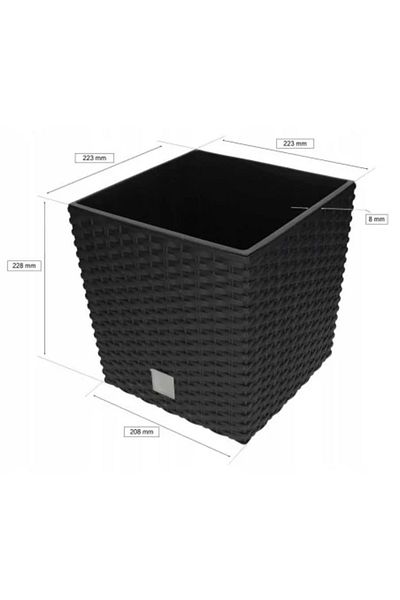 Prosperplast Ghiveci de flori, Prosperplast, Rato Low, pătrat, imitație de ratan, antracit, 22,3 x 22,3 x 22,8 cm