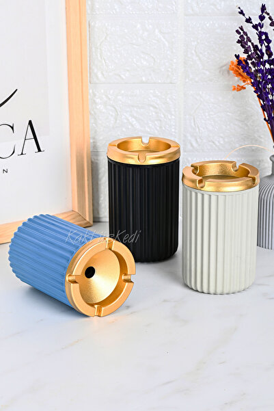 KaktüsKedi Set of 3 Gold Lid Odorless Ashtray