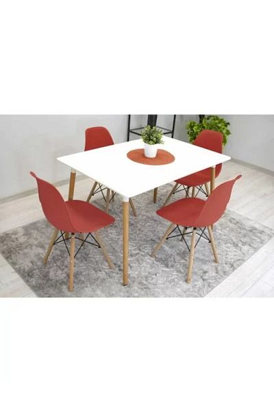 Artool Set 4 scaune stil scandinav, Artool, Osaka, PP, lemn, vermilion, 46 x 54 x 81 cm