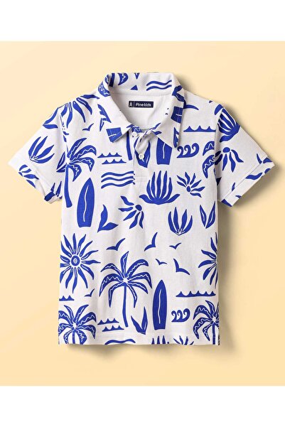 Pine kids تي شيرت بولو بأكمام نصفية من Pine Kids مصنوع من القطن بطبعة موضوع ا...