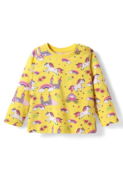 Babyhug Co-ords Night Suit with Unicorn & Rainbow Print - Yellow