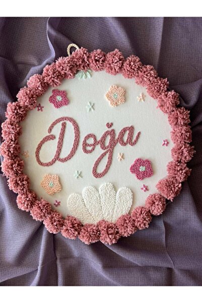 punch passion Bebek kapı süsü, hastane kapı süsü, 30 cm, punch nakışlı, isiml...