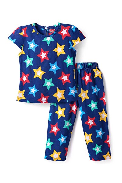 Babyhug Night Suit With Star Print - Navy Blue