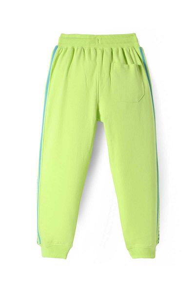 Pine kids Lounge Pants with Tape & Stay Strong Text Print - Limegreen