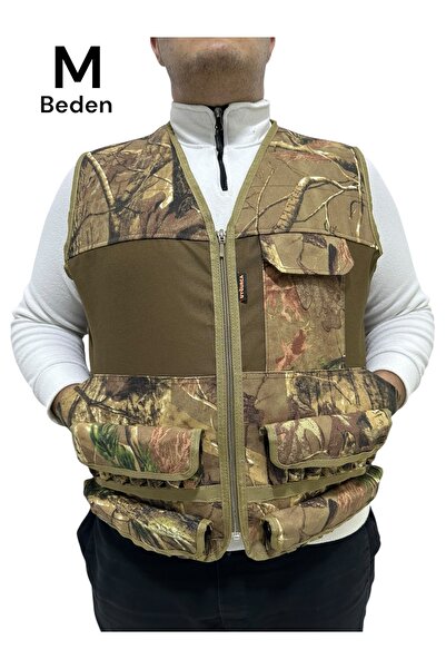 UYĞURCA M Beden Meşe Desen Avcı Yeleği - 30 Fişek Kapasiteli - 12 Kalibre