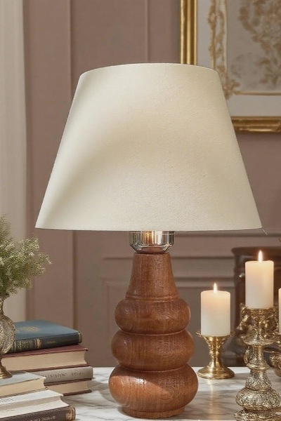 571 Store Sina Table Lampshade Wooden Body Fabric Headboard Decorative Table Lamp Night Light
