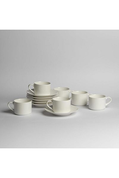 mastergold 12pcs Tea and Coffee Set 6 Cups and 6 Saucers 220ml Porcelain Classic Design for All Occasions