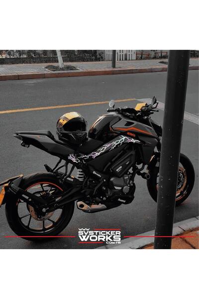 ARONA Cfmoto 250NK Sticker Orta Şase Şimşek Yıldırım Sticker Deseni Dekor Sti...