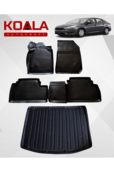 KoalaOtoTekstil Ford Focus 3-4 Sedan (2011-2018)Ile Uyumlu - Araca Özel Paspas ve Bagaj Havuzu(KALIN stepne lastik)