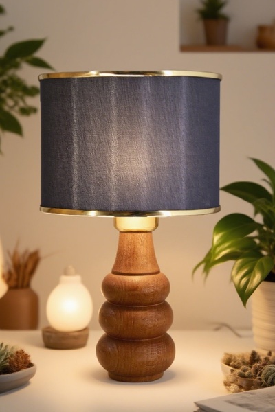 571 Store Sina Table Lampshade Wooden Body Fabric Headboard Decorative Table Lamp Night Light