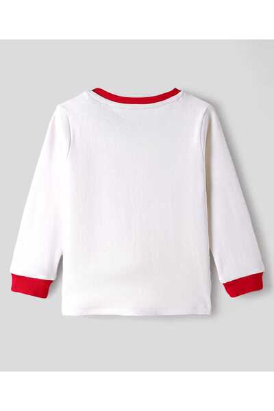 Bonfino GIRLS 100% COTTON PRINTED FULL SLEEVES PYJAMA SET - IVORY & RED