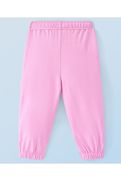 Honeyhap Premium 100% Cotton Knit Full Length Lounge Pants With Text Print - Light Pink