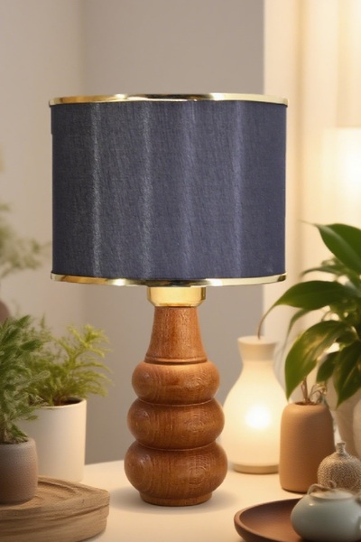571 Store Sina Table Lampshade Wooden Body Fabric Headboard Decorative Table Lamp Night Light
