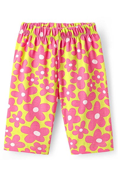 Babyhug Cotton Knit Half Sleeves Capri Nightsuit with Floral Print - Green & Pink