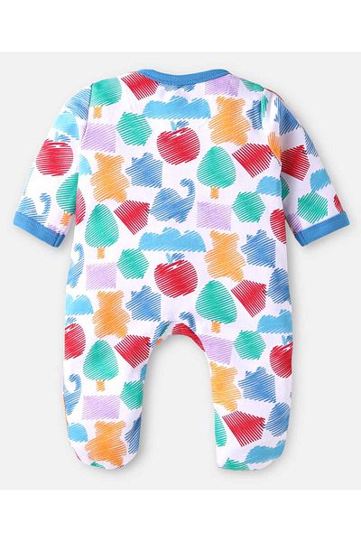 Babyhug Cotton Footed Printed Sleep Suit - Multicolor