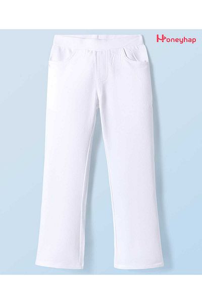 Honeyhap Premium Knit Full Length Soft & Stretchable Solid Jeggings With Bio Finish - Bright White
