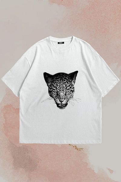 Grove Fashion Tricou oversize unisex cu imprimeu leopard