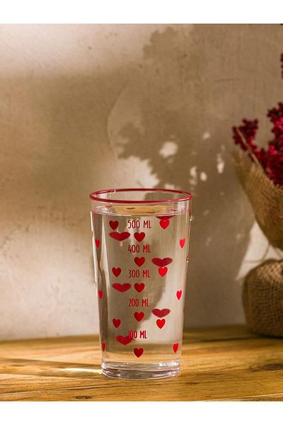 LC Waikiki Lcw Home Heart Printed Glass Cup 570 ml (W5)