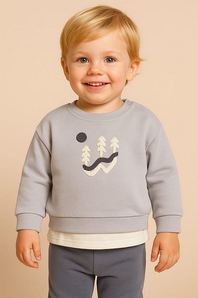 dinamik çocuk Baby Boy 2-Piece Seasonal Tracksuit Set 100% Cotton Sweatshirt and Bottom Set 6-9-12-18-24Months