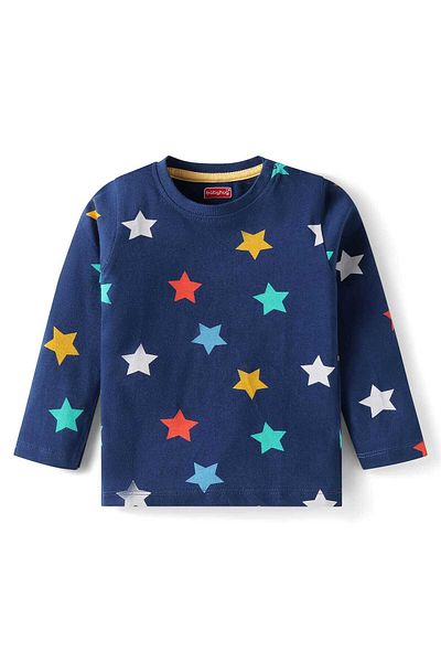 Babyhug Pajama Set with Stars Prints - Navy Blue