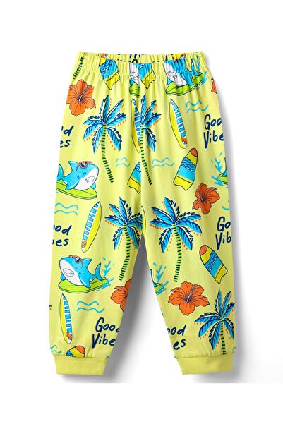 Babyhug Cotton Knit Half Sleeves T-Shirt and Pajama Set With Beach Theme Print - Green