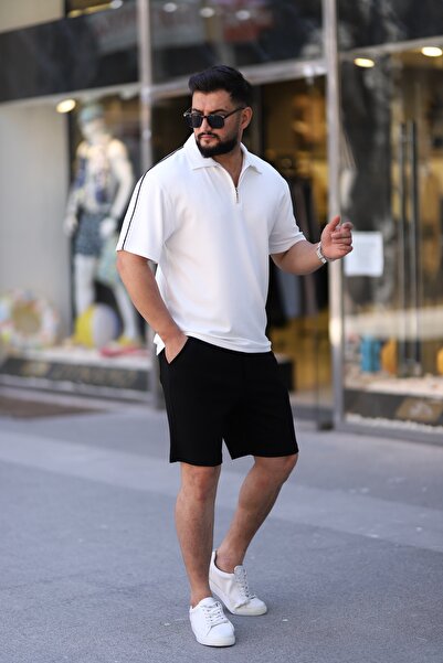 Ramires Men's Polo Neck T-Shirt Comfortable Tooling Zipper Detailed Bottom Top Suit