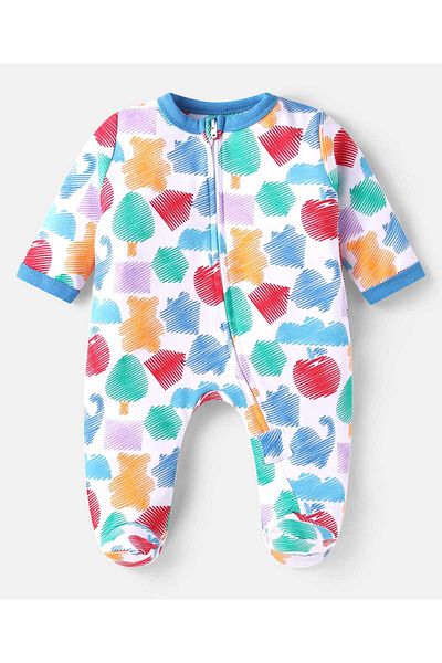 Babyhug Cotton Footed Printed Sleep Suit - Multicolor