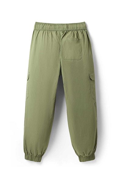 Pine kids Cotton Elastane Knit Full Length Trouser with Cargo Pockets - Olive Green
