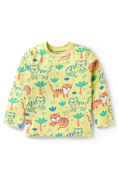 Babyhug Pyjama Set with Jungle Theme Print - Yellow