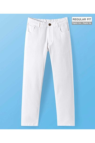 Pine kids Pine Kids Woven Full Length Washed Denim Jeans - White