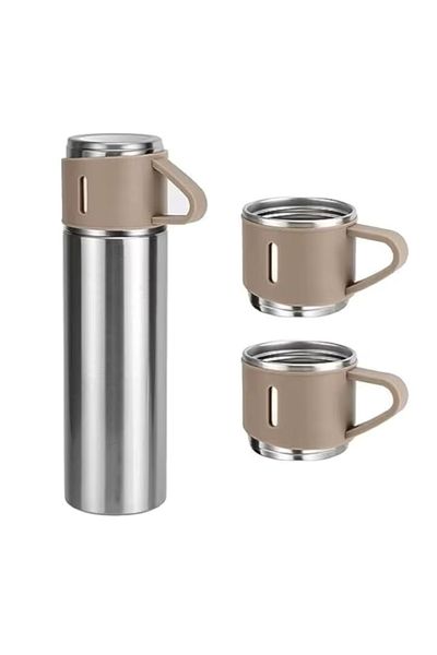 EMATTERIO Set Termos 3 Căni 500 ml, Oțel Inoxidabil, Izolație 12h, Închidere Ermetică