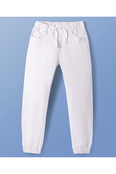 Pine kids Woven Full Length Solid Denim Jeans - White