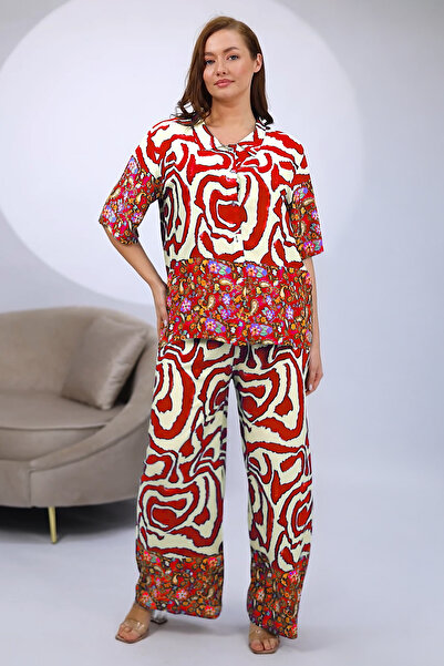Clyfora Zebra Patterned Shirt Set with Flower Detail