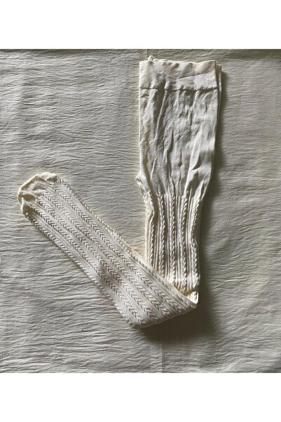 DÜVEN 2-Piece Girls Patterned Pantyhose (80 Den Medium Thick Seasonal Pantyhose) Vanilla & White