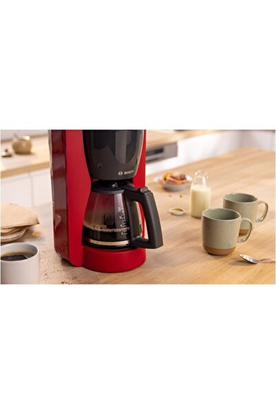 Bosch My Moment TKA2M114 coffee maker, 1.37 l, glass cup, anti-drip system, Red