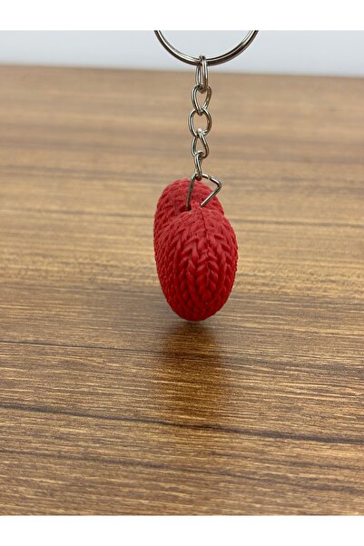 GENERAL Straw Pattern Heart Keychain