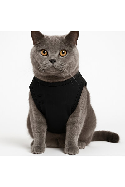 Buddy Store Cat Outfit Clothes Singlet - Security Printed Black Singlet - Size L