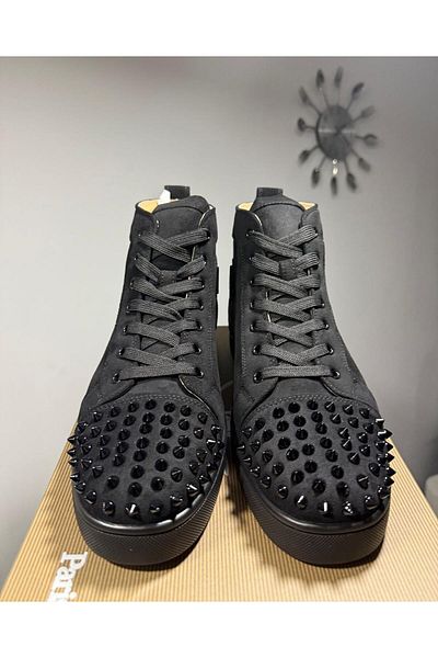 Christian Louboutin high suede black spikes