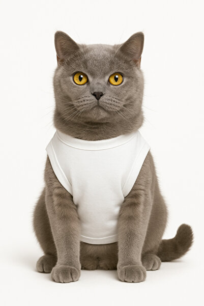 Buddy Store Cat Outfit Clothes Singlet - Security Printed White Singlet - Size L