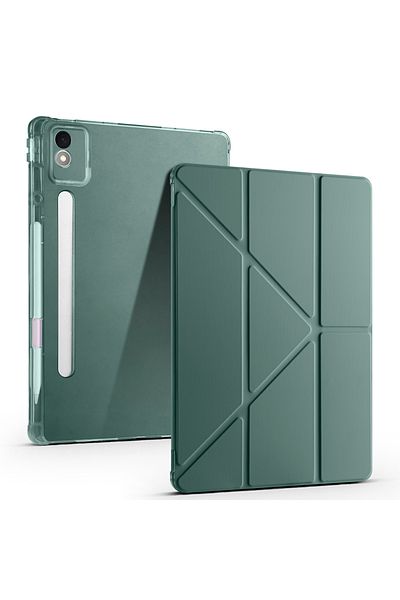 kılıffuarı Lenovo Tab Pro 12.7 Case Tri Folding Silicone with Pen Compartment Foldable Stand Pu Leather Soft