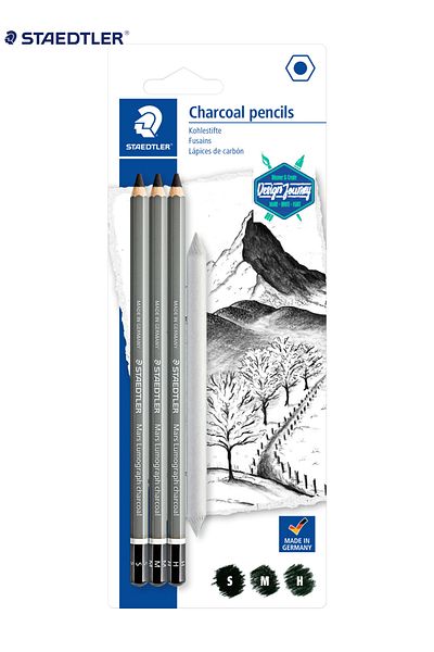 Staedtler مجموعة أقلام رسم فوكسول من الفحم من 100C SBK4 MARS LUMOGRAPH مكونة من 4 قطع